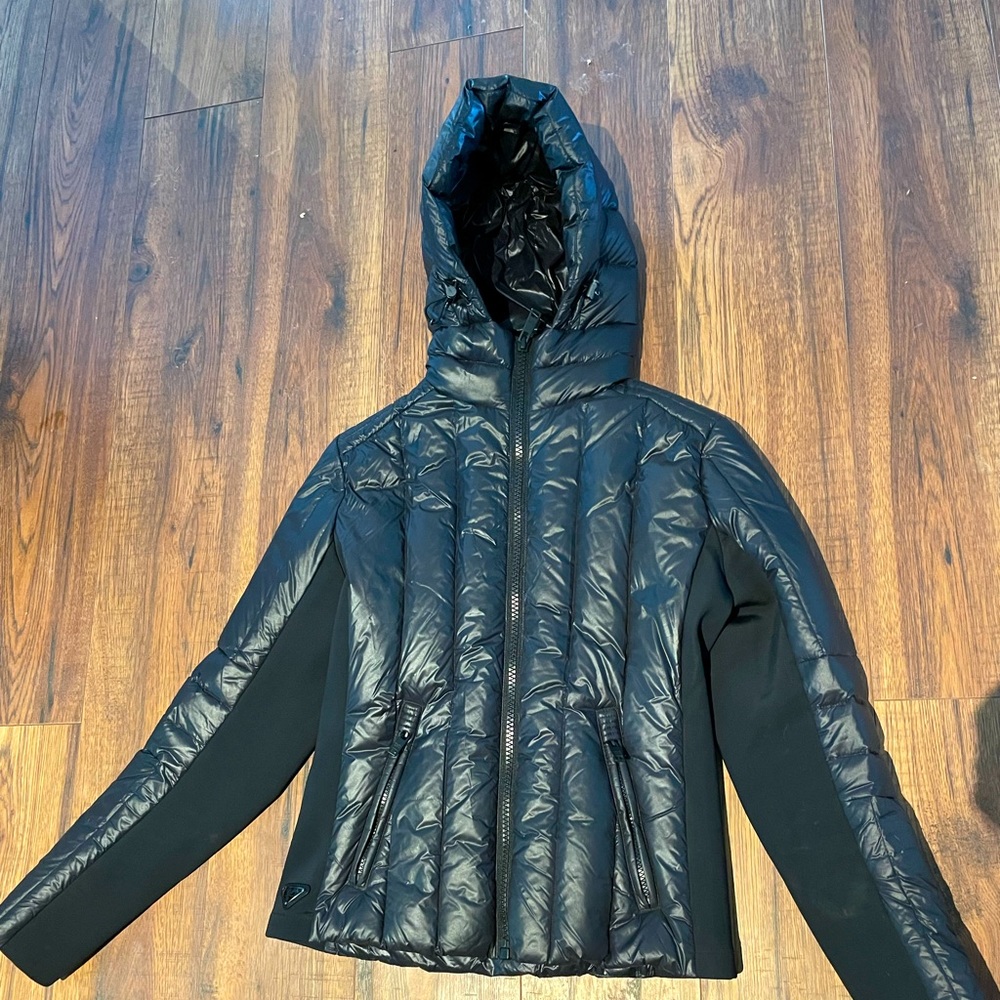 Black Prada down puffer coat with hood size 40